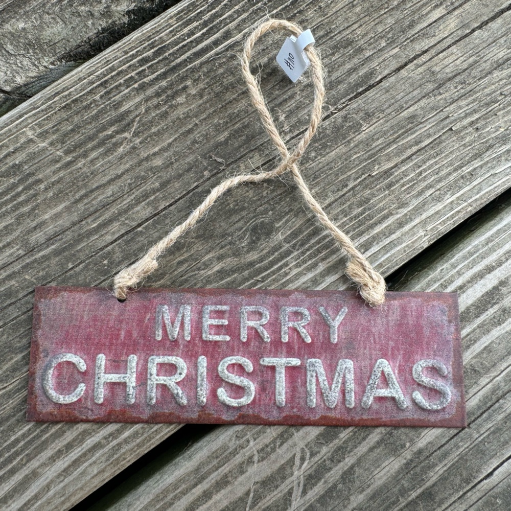Red Galvanized Merry Christmas ornament